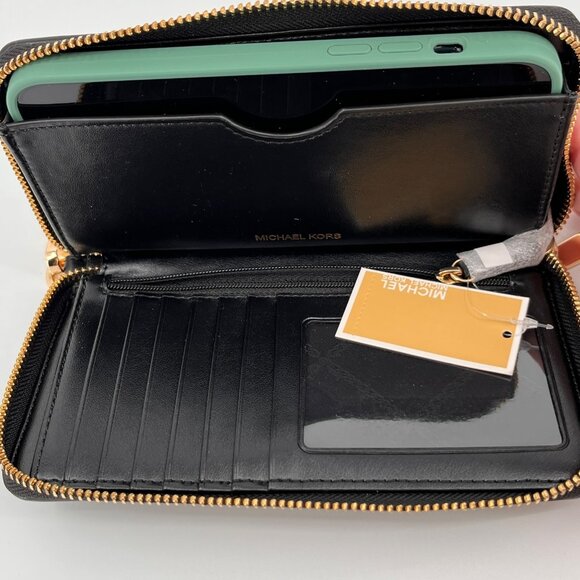 Michael Kors Jet Set Black Nylon Wristlet Phone Case Multifunction Wallet Large - Picture 3 of 13